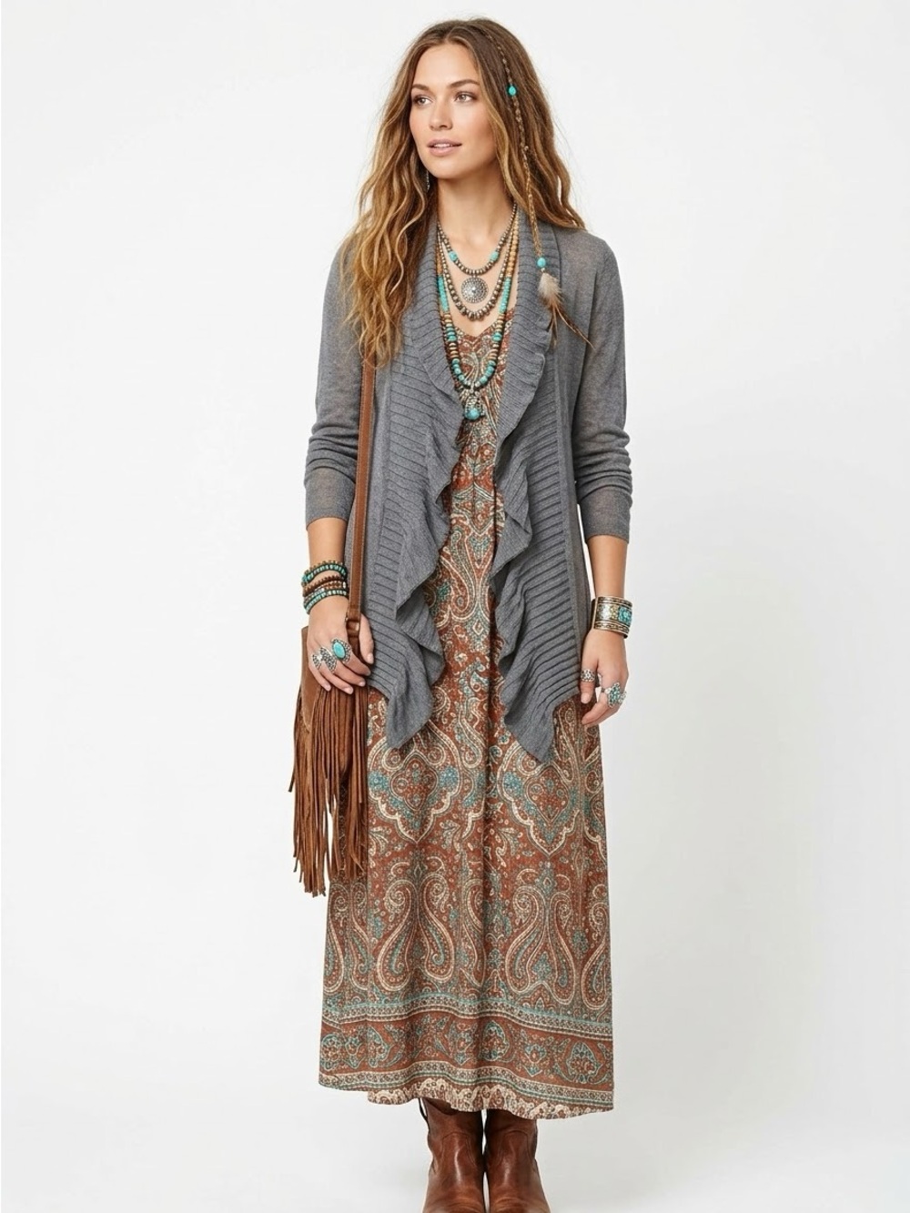 Eileen Fisher Quiet Luxury Linen Blend Open Cardigan Boho Goblincore Earthy